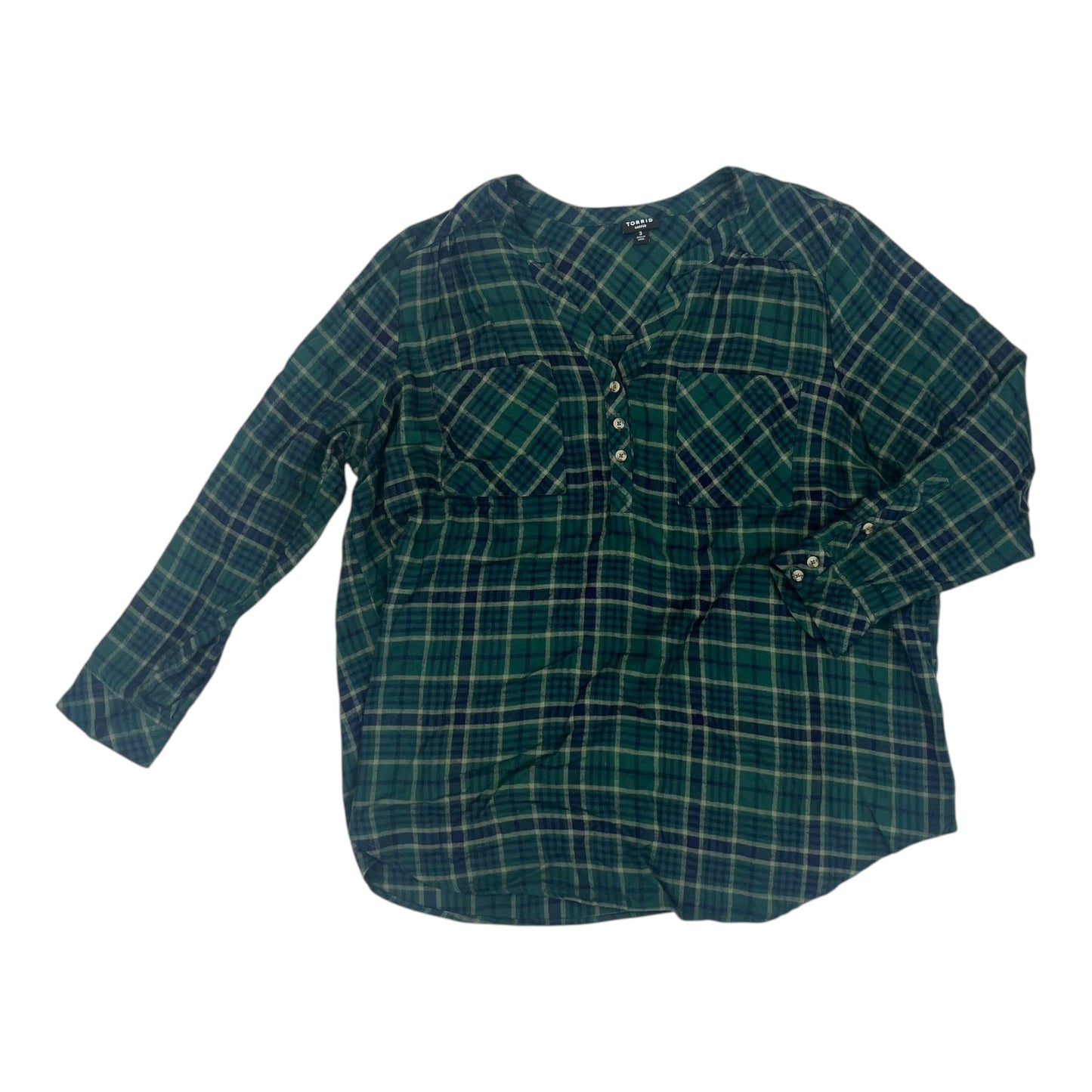 Top Ls By Torrid In Blue & Green, Size:3X