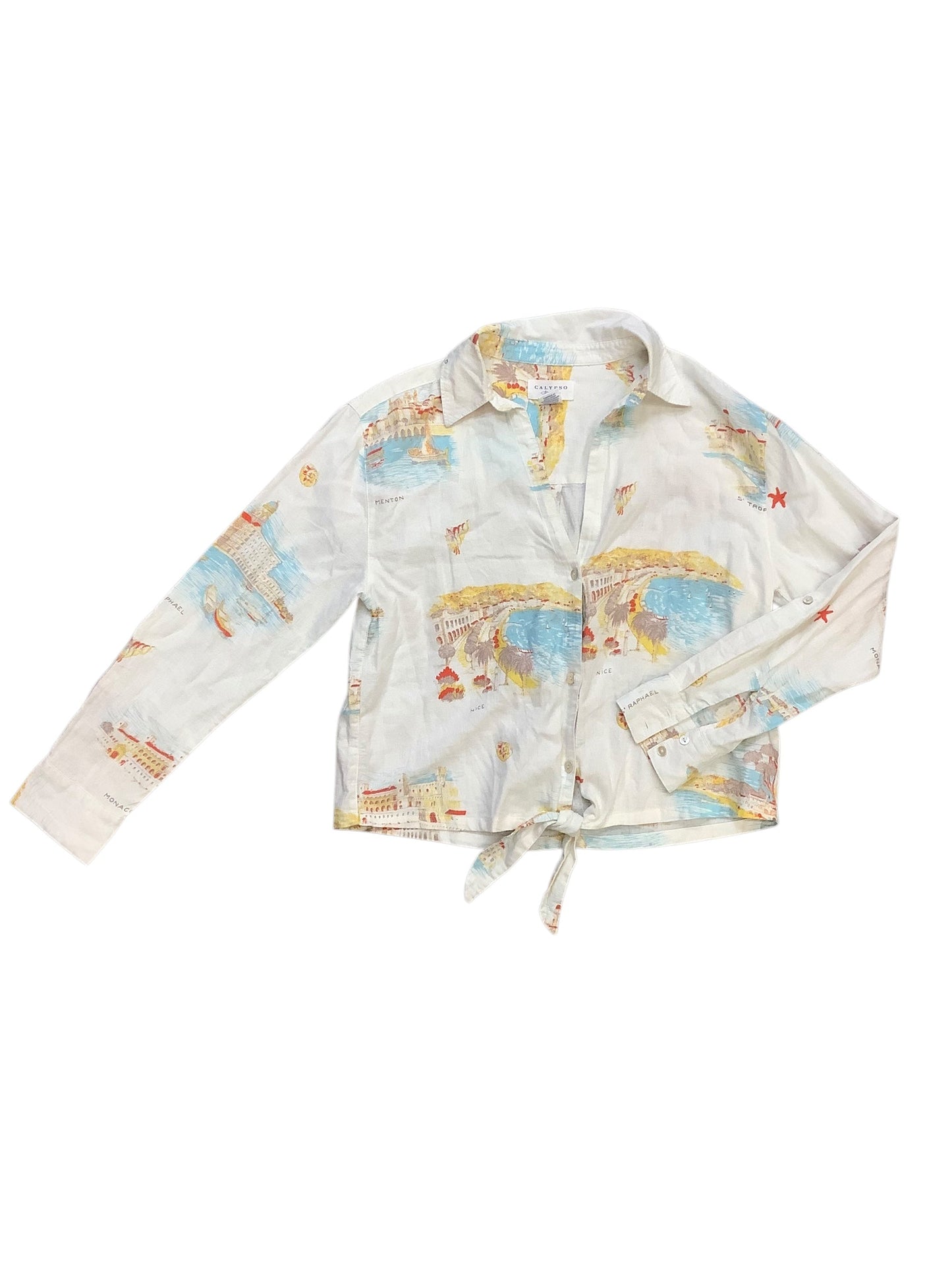 Top Long Sleeve By Calypso St Barth In White, Size: S