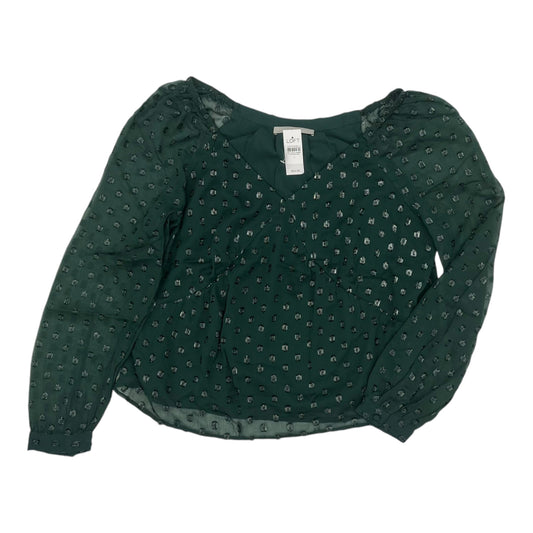 Blouse Ls By Loft In Green, Size:L