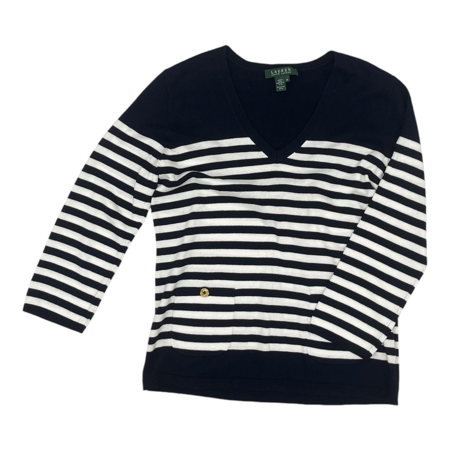 Sweater By Lauren By Ralph Lauren In Blue & White, Size:M