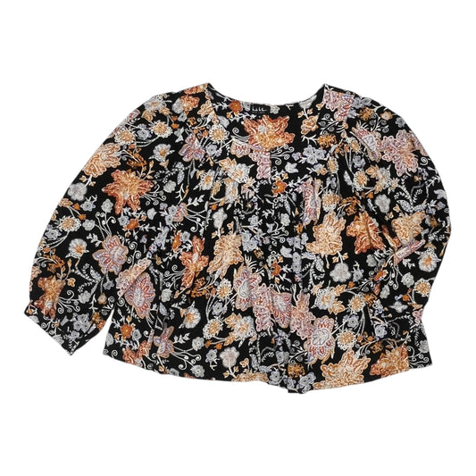 Blouse Ls By Nicole Miller In Black & Orange, Size:M