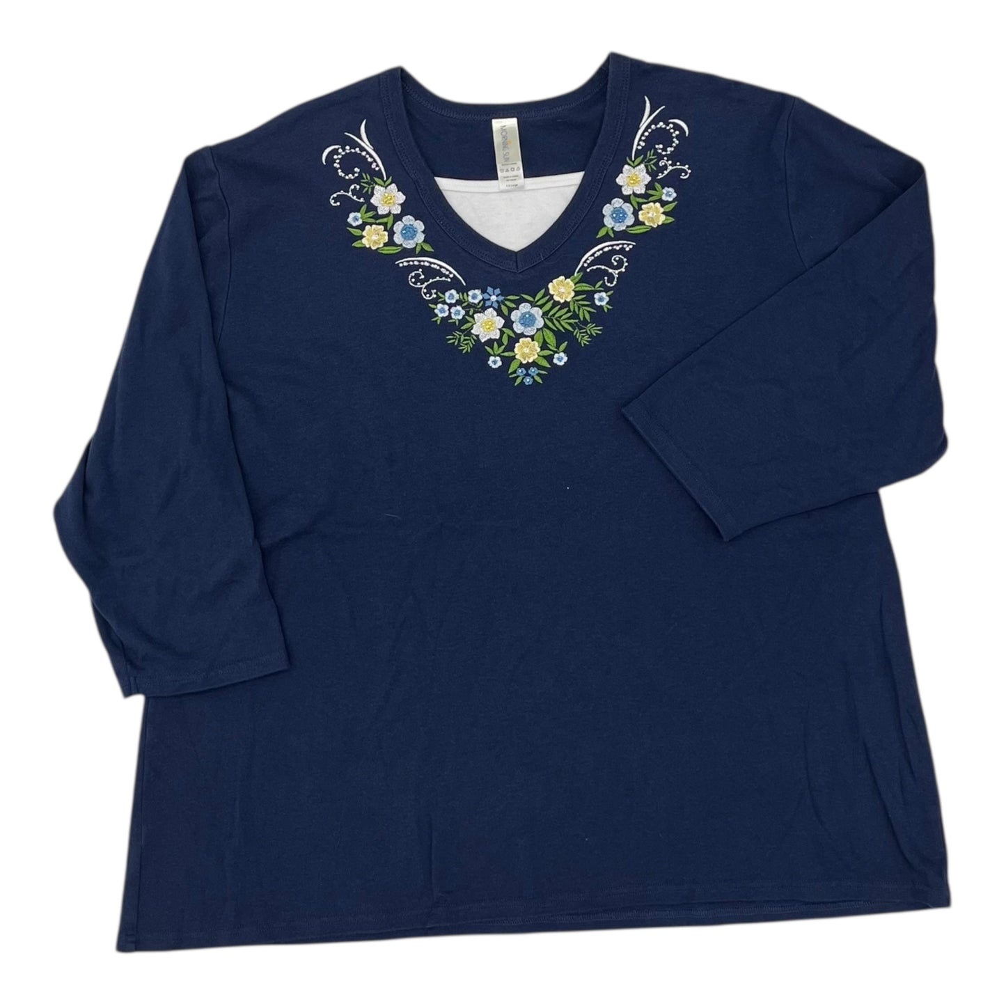 Top 3/4 Sleeve By Clothes Mentor In Navy, Size:3X