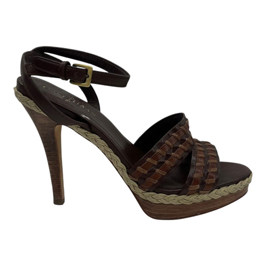 Sandals Heels Wedge By Cole-Haan In Brown, Size:7.5