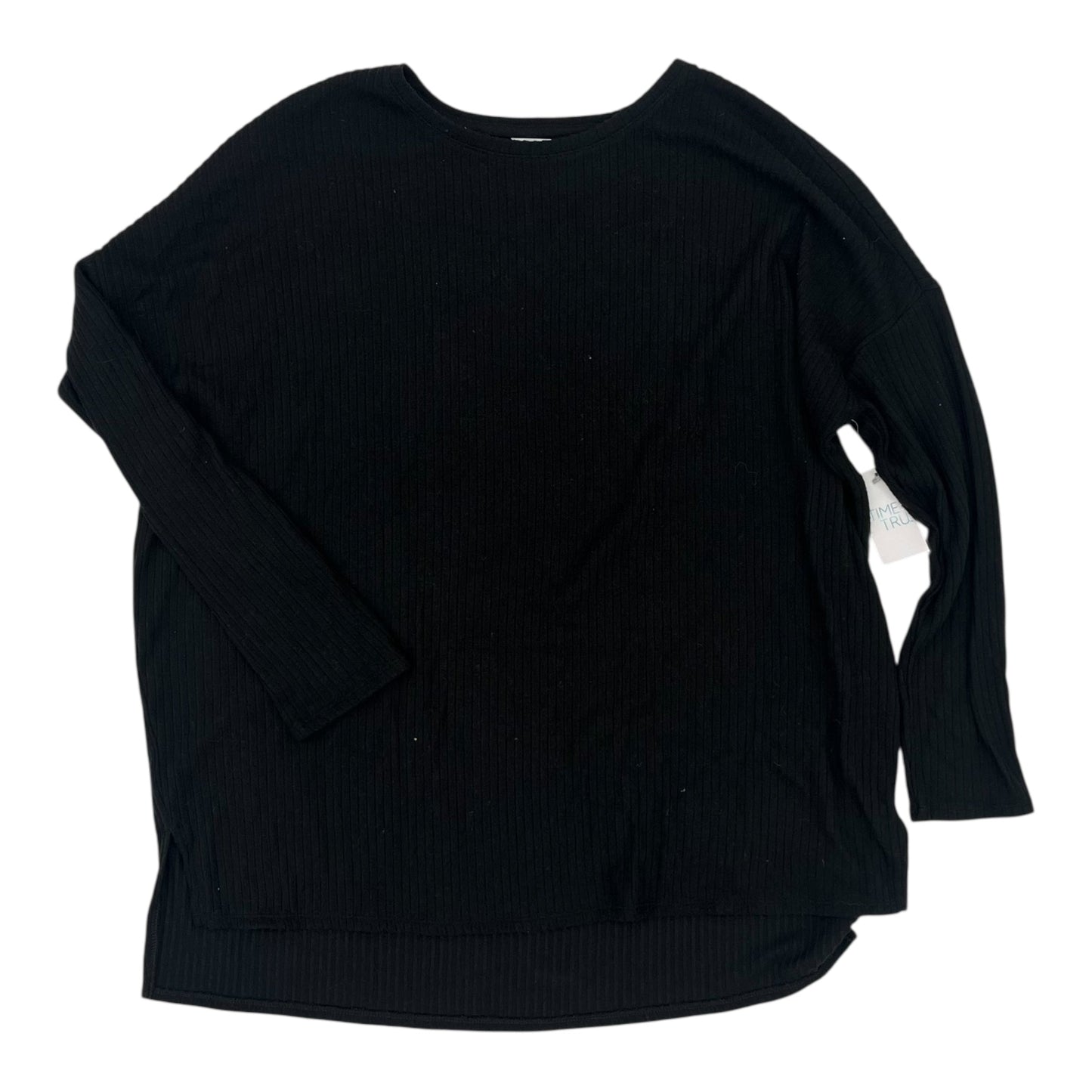 Top Ls By Time And Tru In Black, Size:Xl