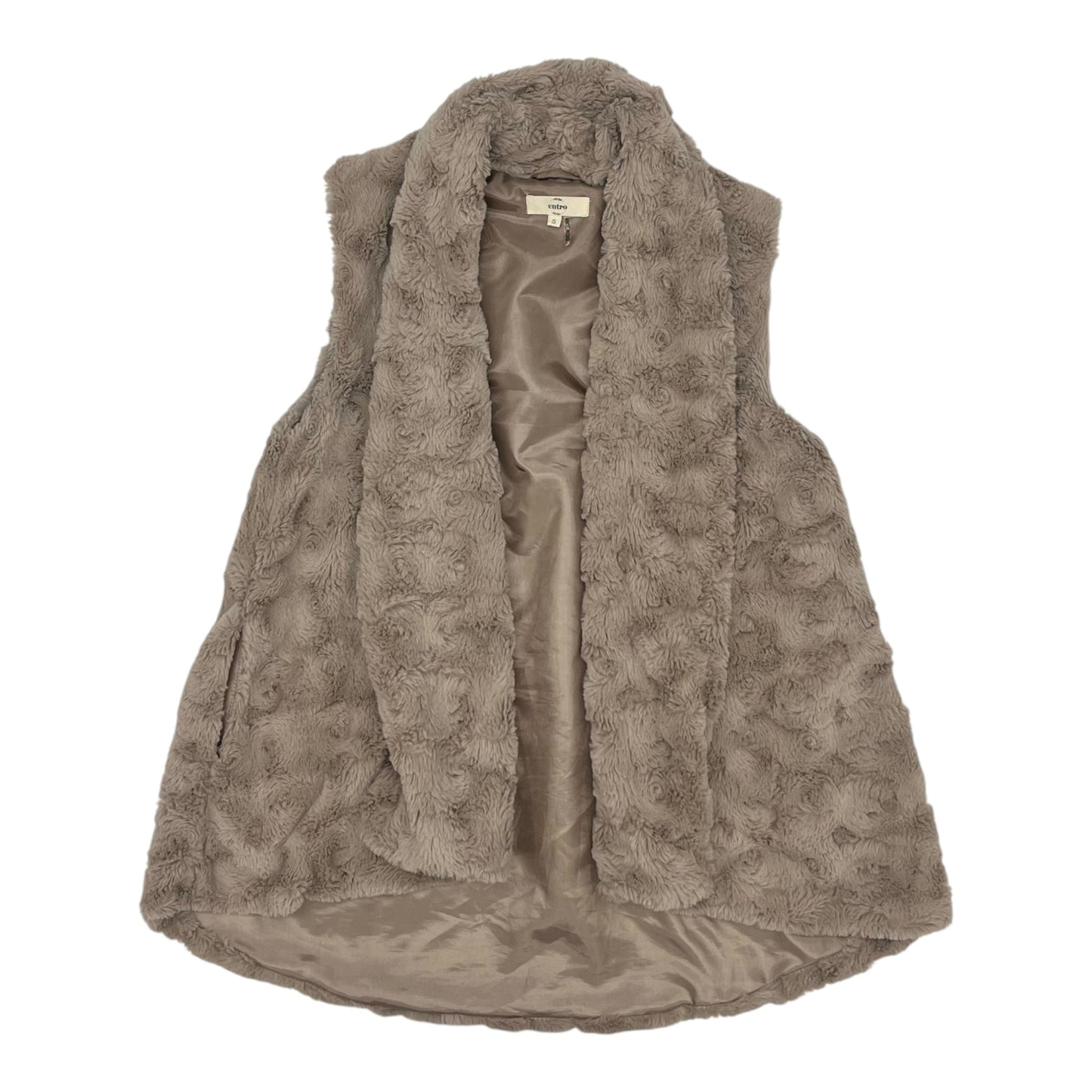 Vest Faux Fur & Sherpa By Entro In Tan, Size:S