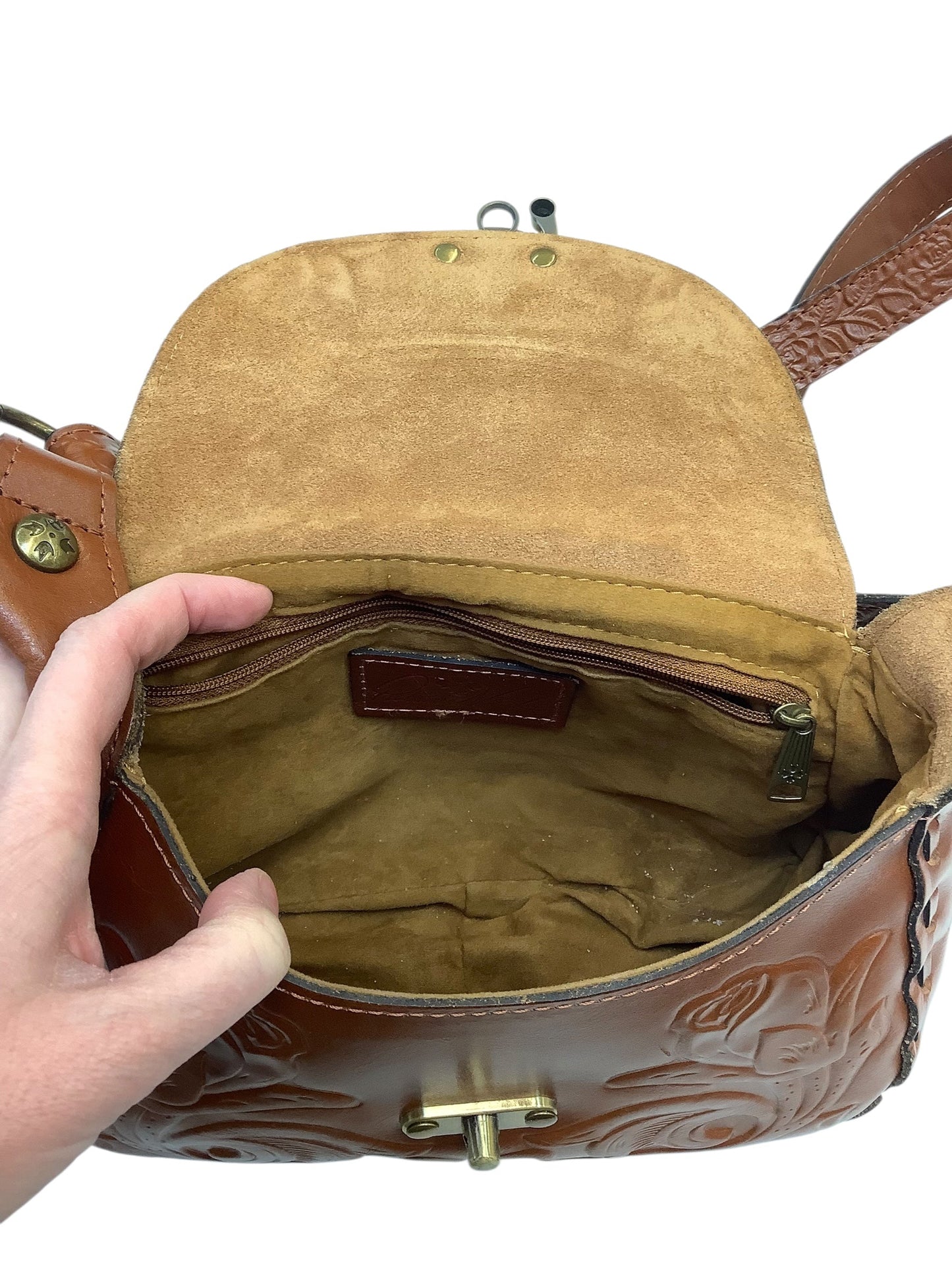 Crossbody Designer By Patricia Nash In Tan, Size:Medium