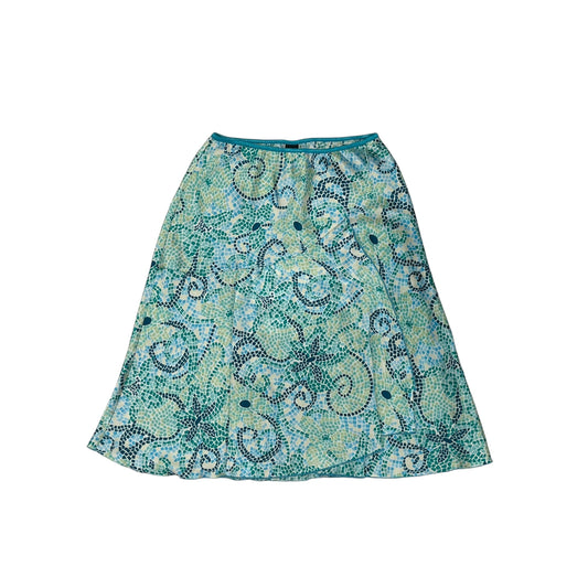 BLUE & GREEN SKIRT MIDI by WRAPPER Size:L