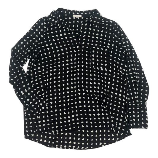 Blouse Ls By Pleione In Black & White, Size:M