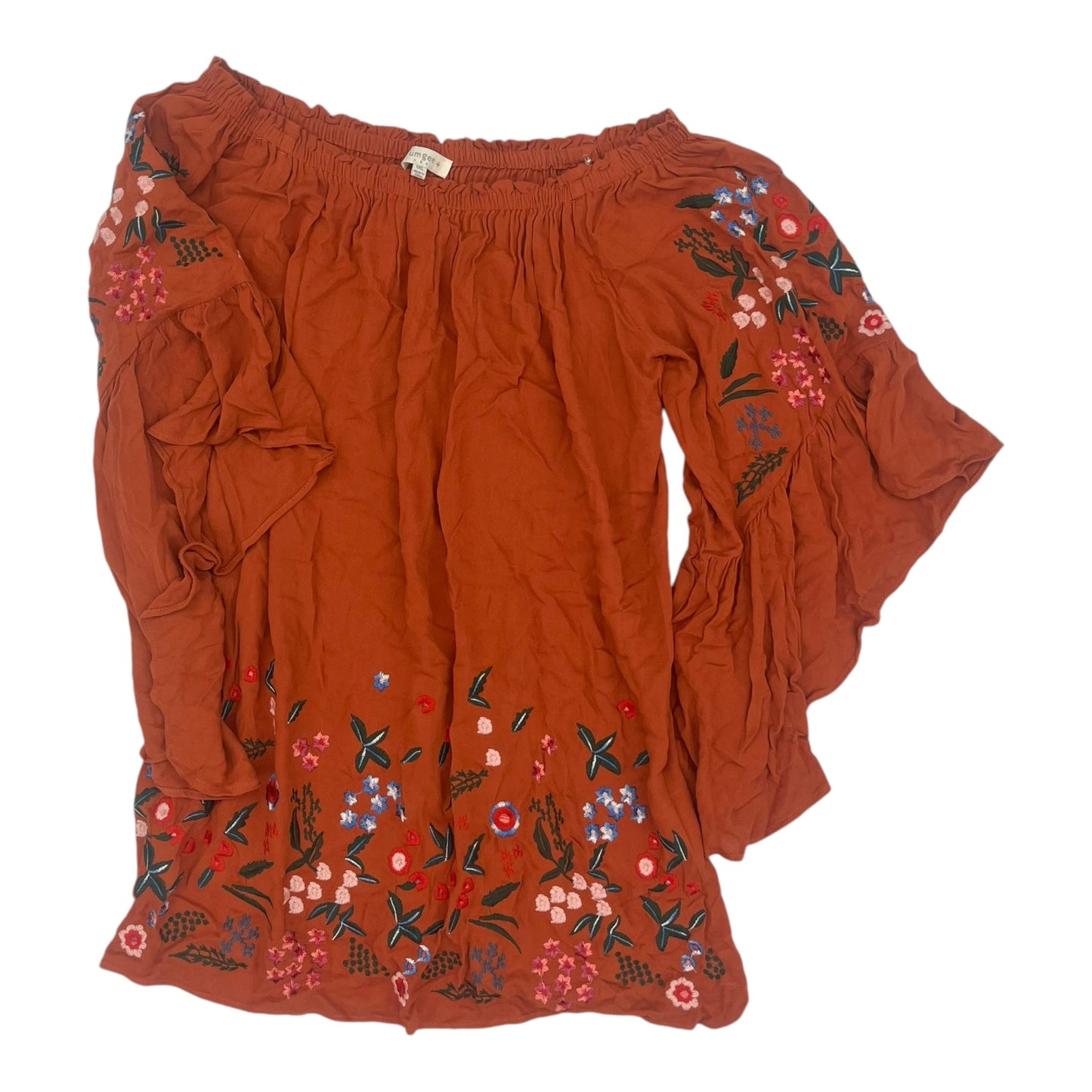 Blouse 3/4 Sleeve By Umgee In Orange, Size:1X