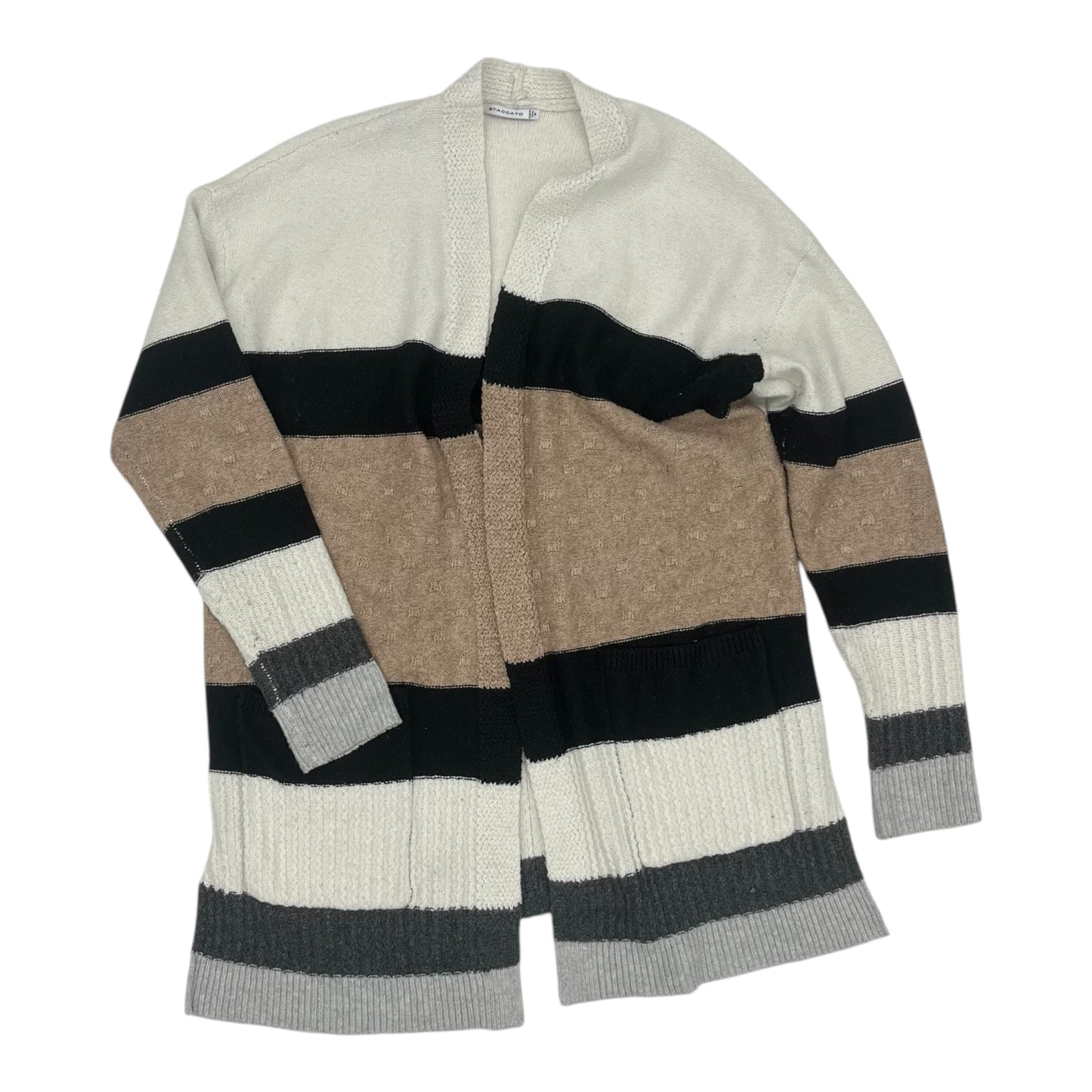 Sweater Cardigan By Staccato In Striped Pattern, Size:M