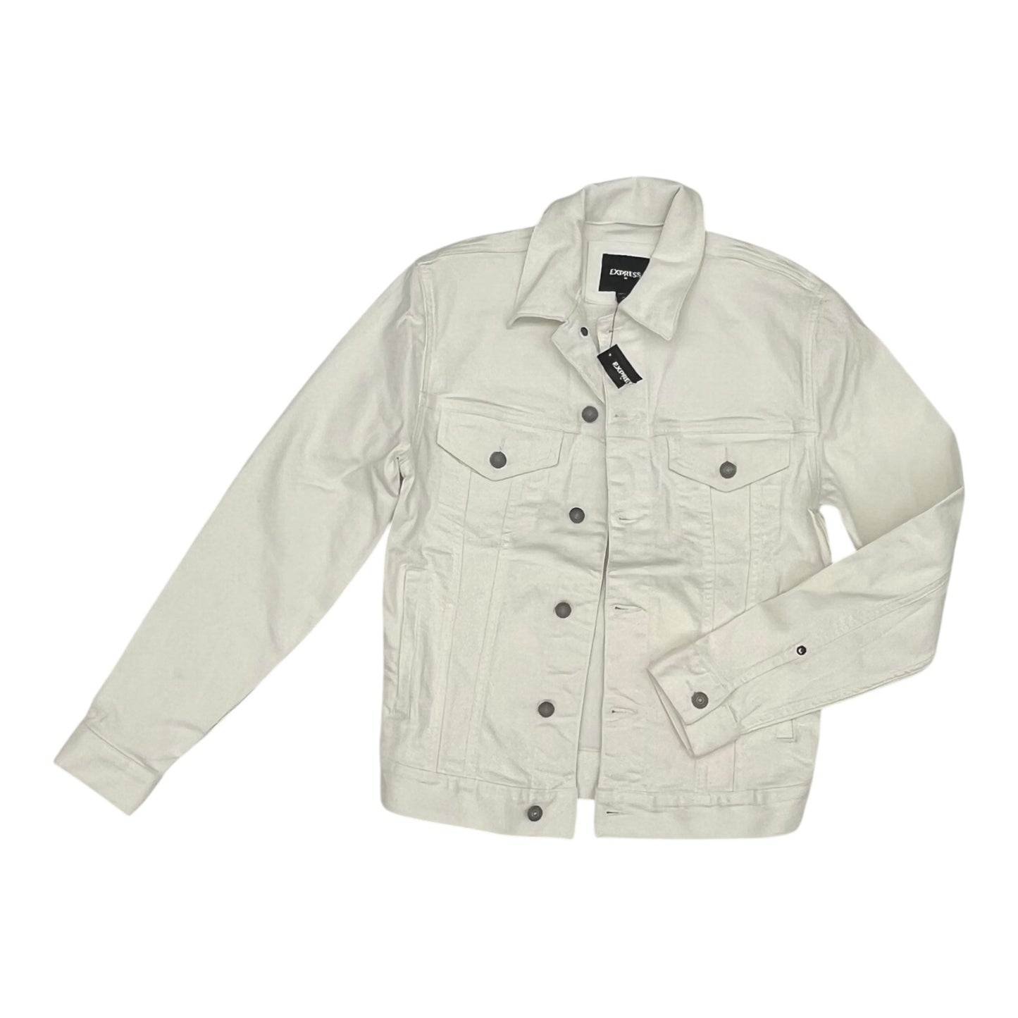 Jacket Denim By Express In White Denim, Size:Xs