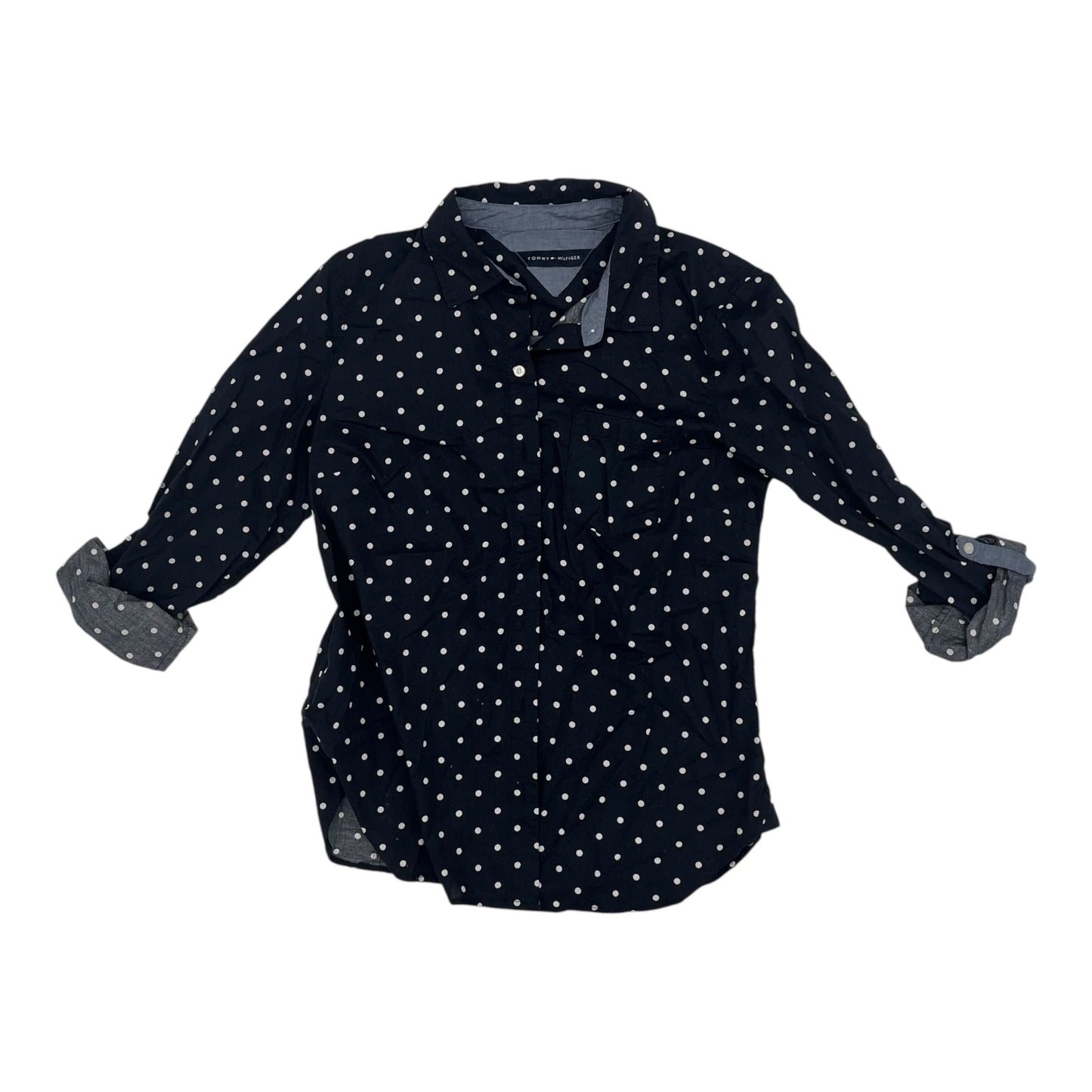 Blouse 3/4 Sleeve By Tommy Hilfiger In Blue & White, Size:Xs