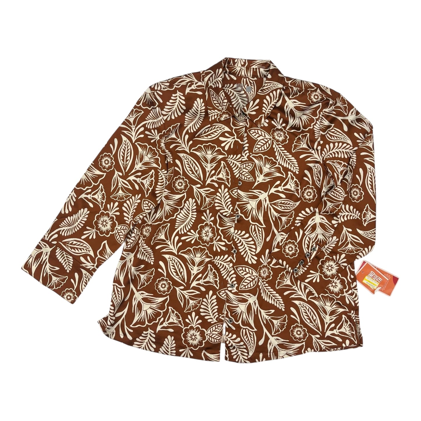 Blouse Ls By Target In Brown & Cream, Size:L