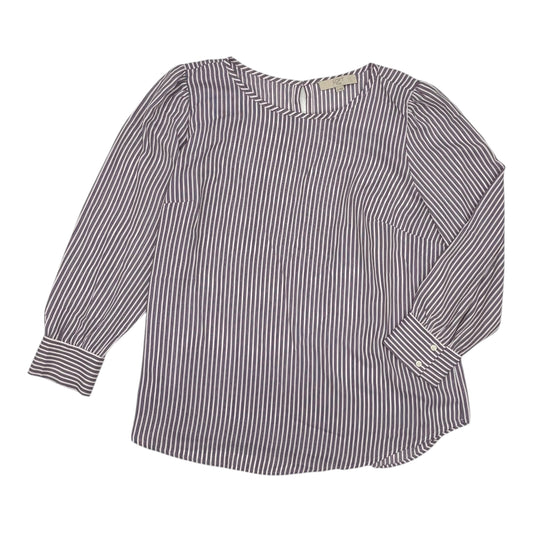 Blouse Ls By Loft In Striped Pattern, Size:1X