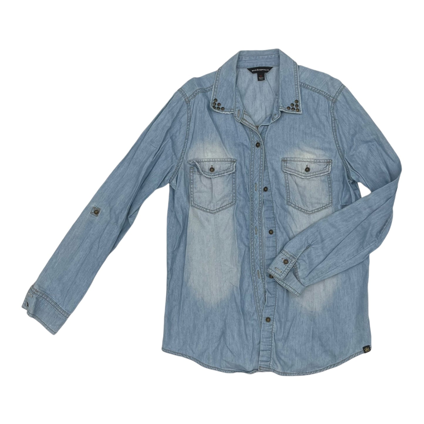 Top Ls By Rock And Republic In Blue Denim, Size:Xl