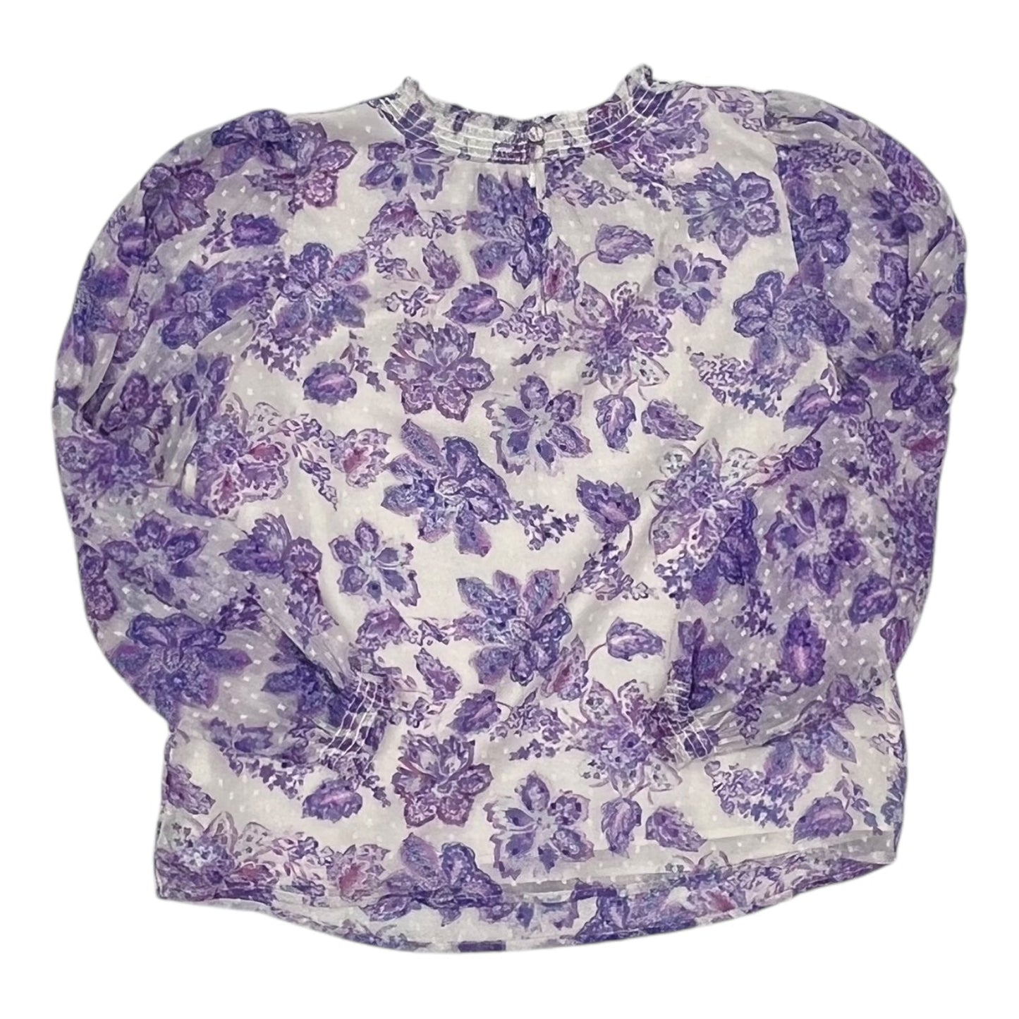 BLOUSE LS by LOFT In PURPLE & WHITE, Size: M