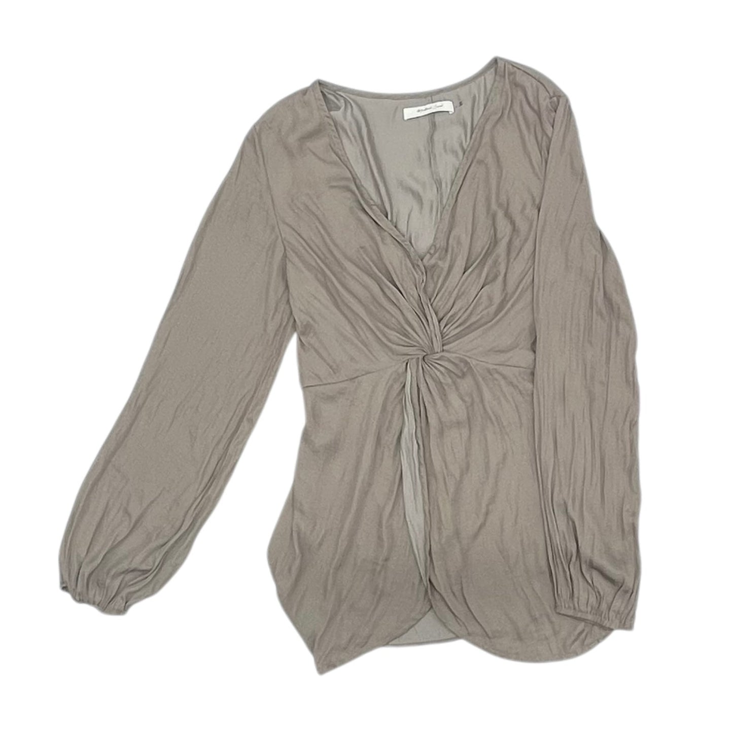 Blouse Ls By Mustard Seed In Taupe, Size:L