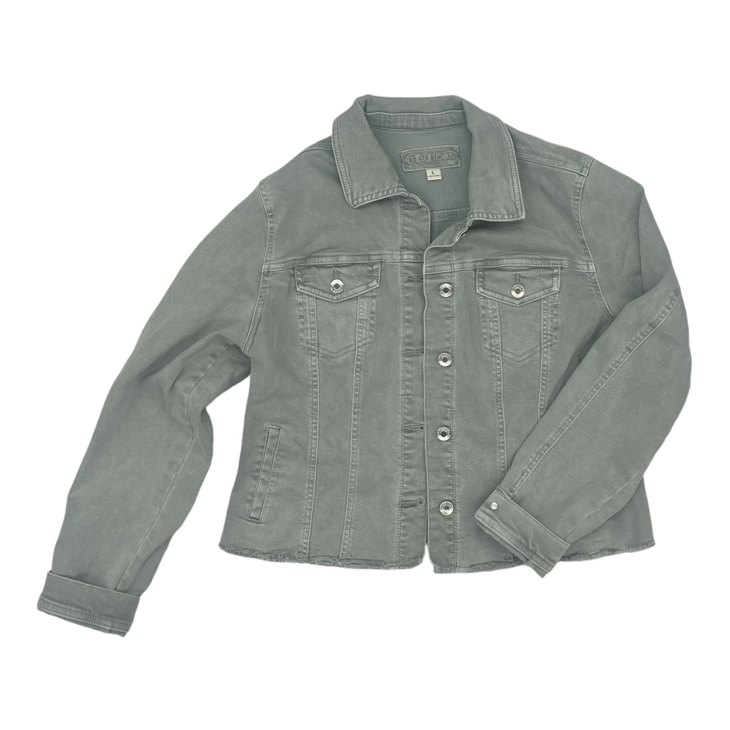 Jacket Denim By Maurices In Green Denim, Size:L