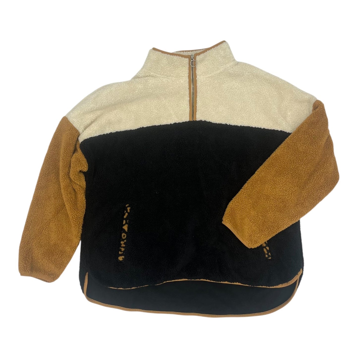 Jacket Fleece By Time And Tru In Black & Tan, Size:1X