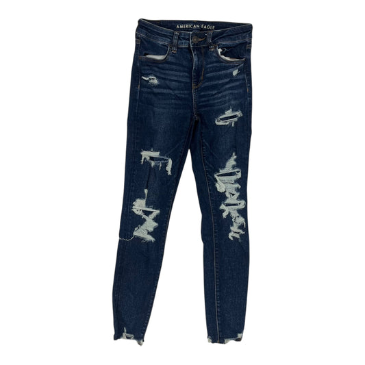Jeans Skinny By American Eagle In Blue Denim, Size:4