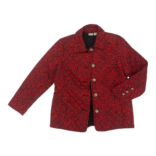 Jacket Puffer & Quilted By Chicos In Black & Red, Size:M