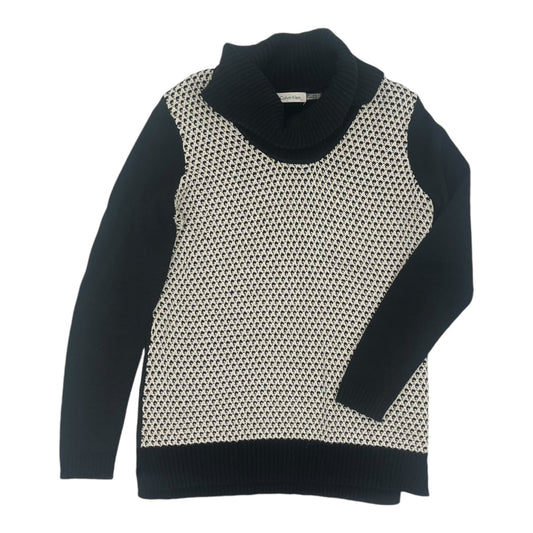 Sweater By Calvin Klein In Black & Tan, Size:M