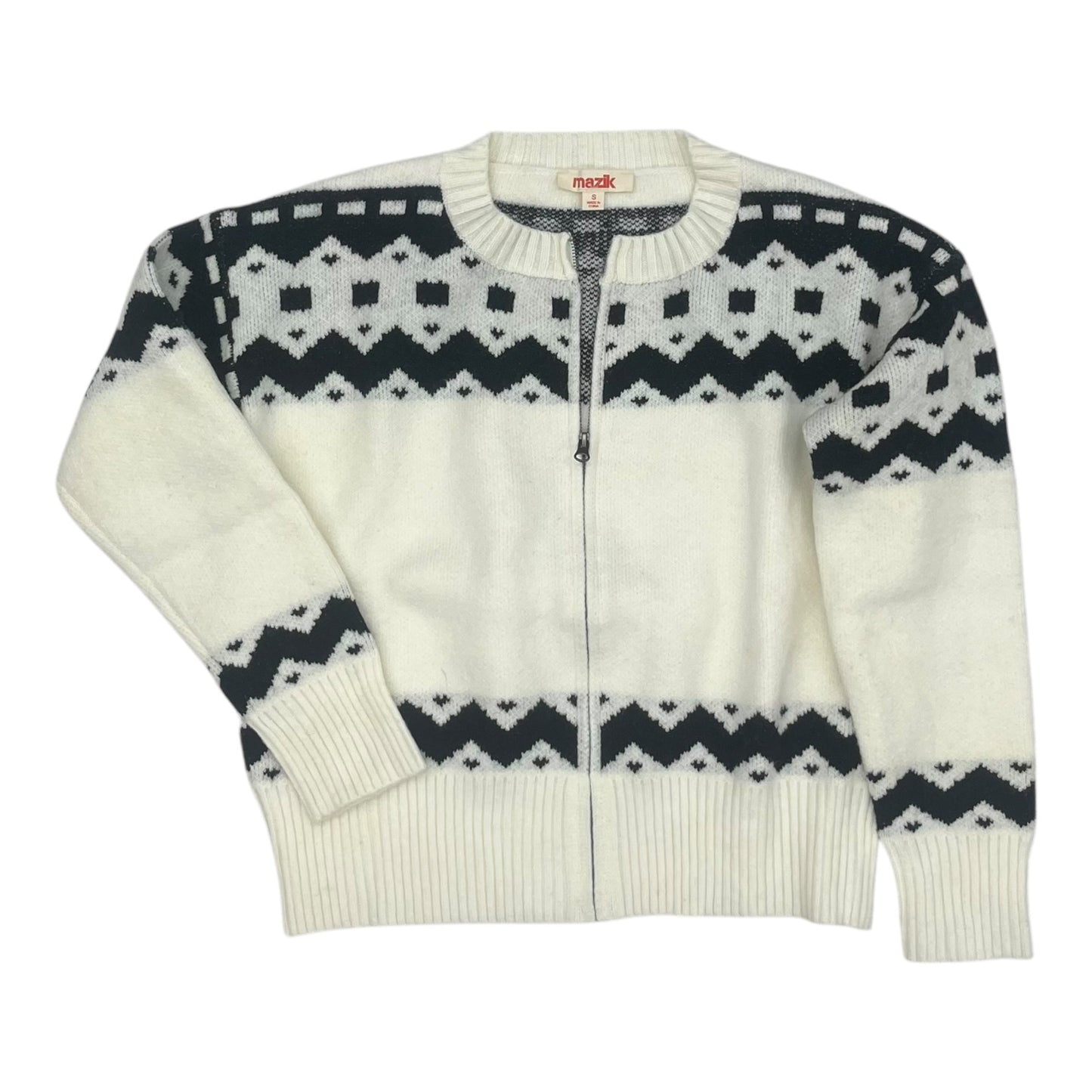 Sweater Cardigan By Clothes Mentor In Black & Cream, Size:S