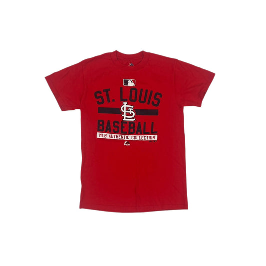 Athletic Top Ss By Majestic In Red, Size:S