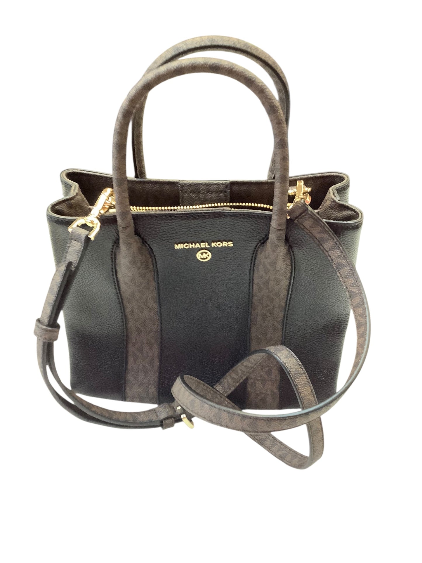 Crossbody Designer By Michael Kors In Black & Brown, Size:Small