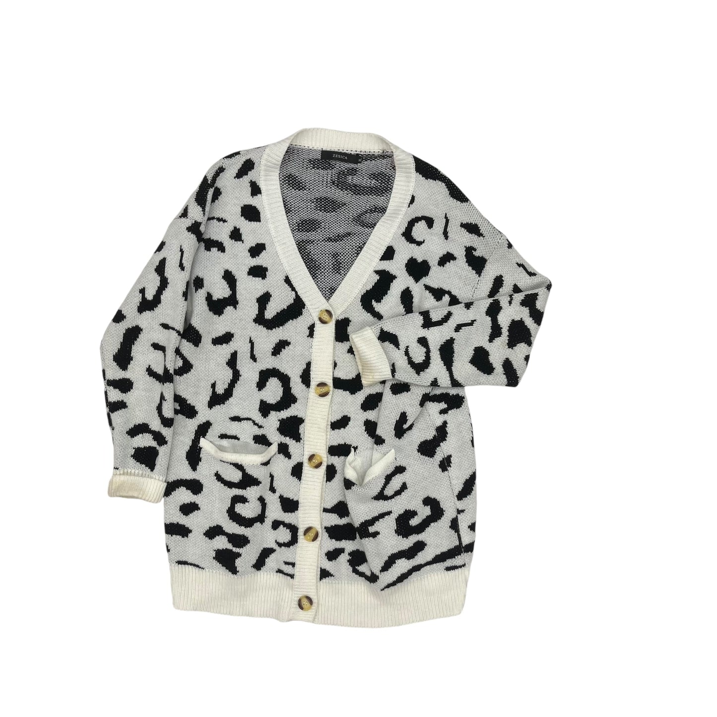 Cardigan By Clothes Mentor In Black & White, Size:Xl