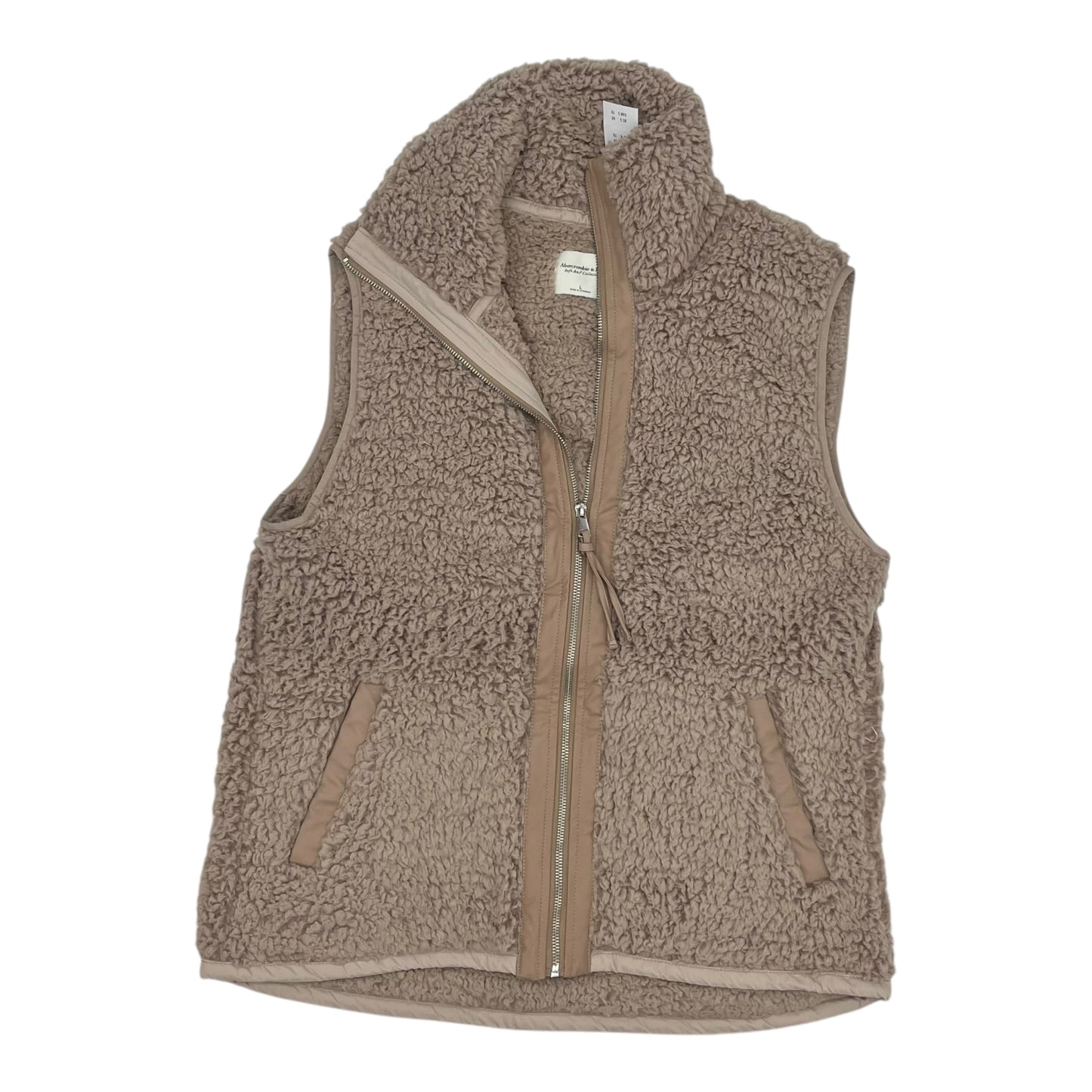 VEST FAUX FUR & SHERPA by ABERCROMBIE AND FITCH In TAN, Size: L