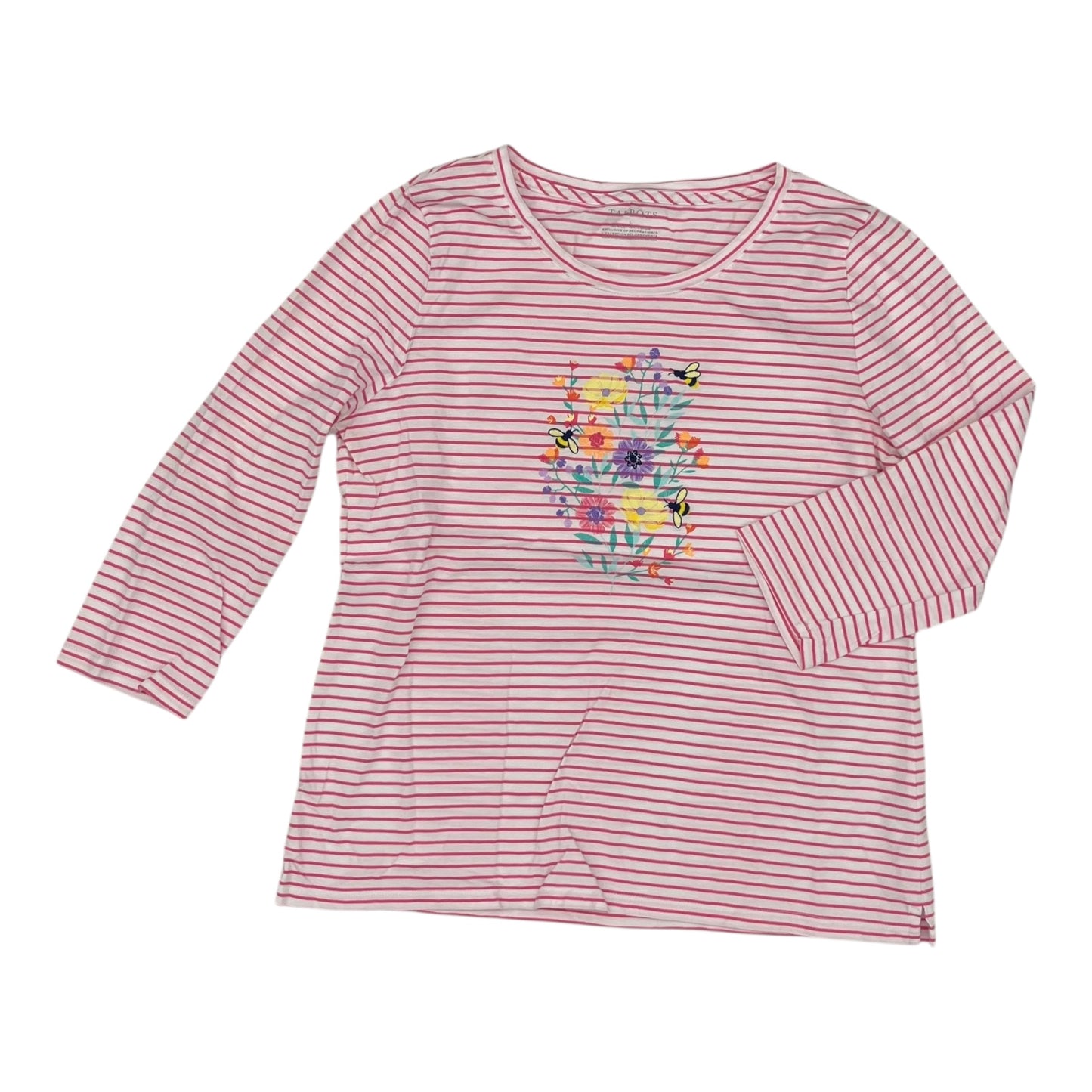 Top 3/4 Sleeve By Talbots In Striped Pattern, Size:L