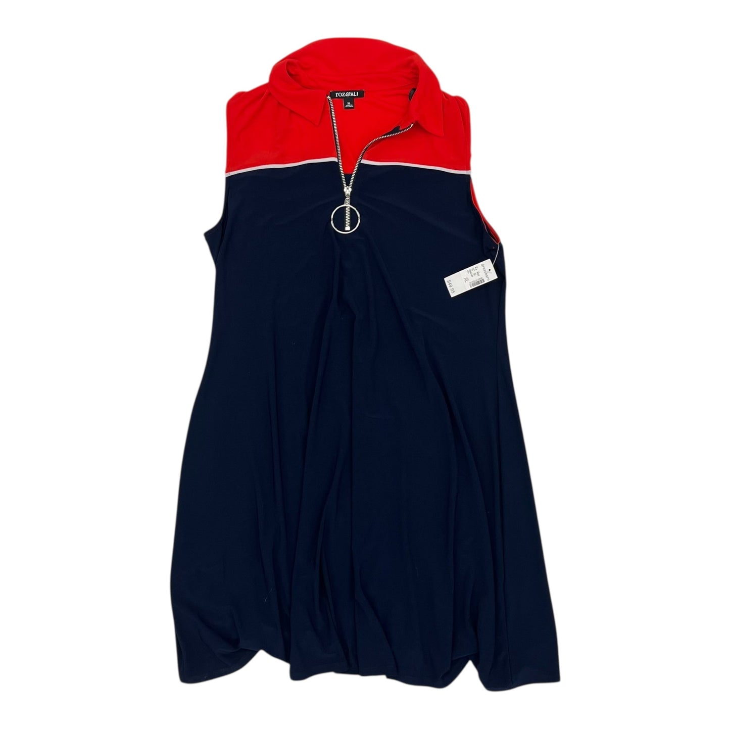 Dress Casual Midi By Roz And Ali In Blue & Red, Size:Xl