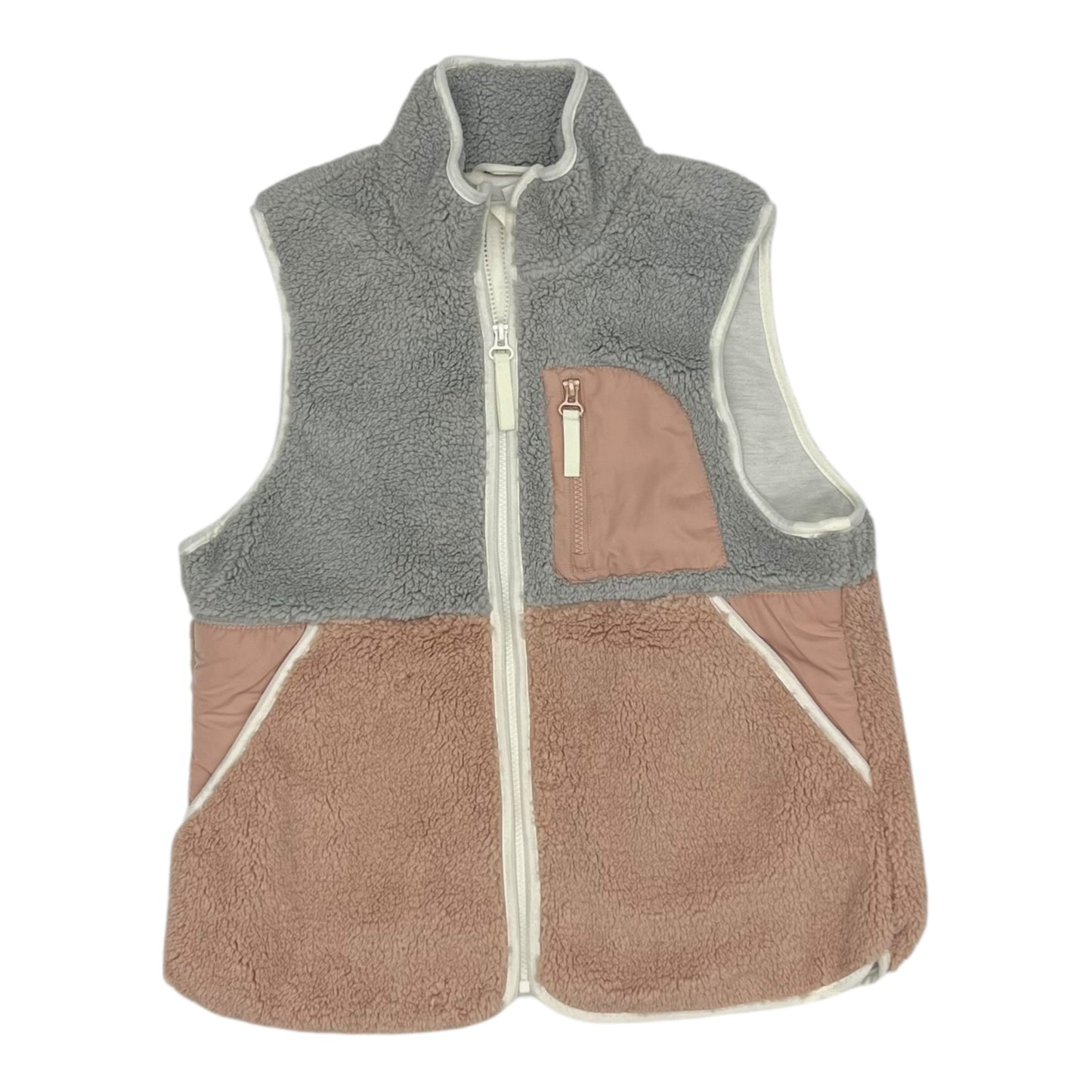 Vest Faux Fur & Sherpa By Maurices In Grey & Pink, Size:M