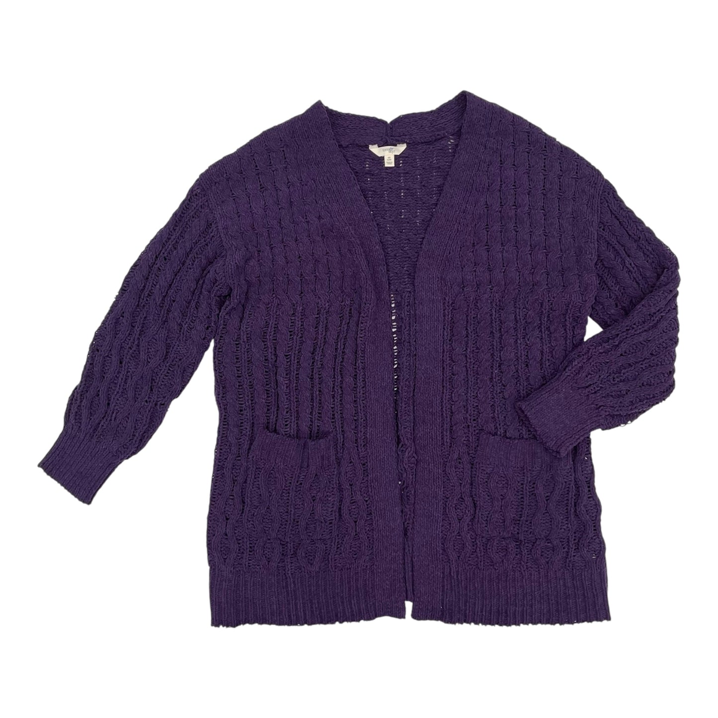 Sweater Cardigan By Terra & Sky In Purple, Size:Xl