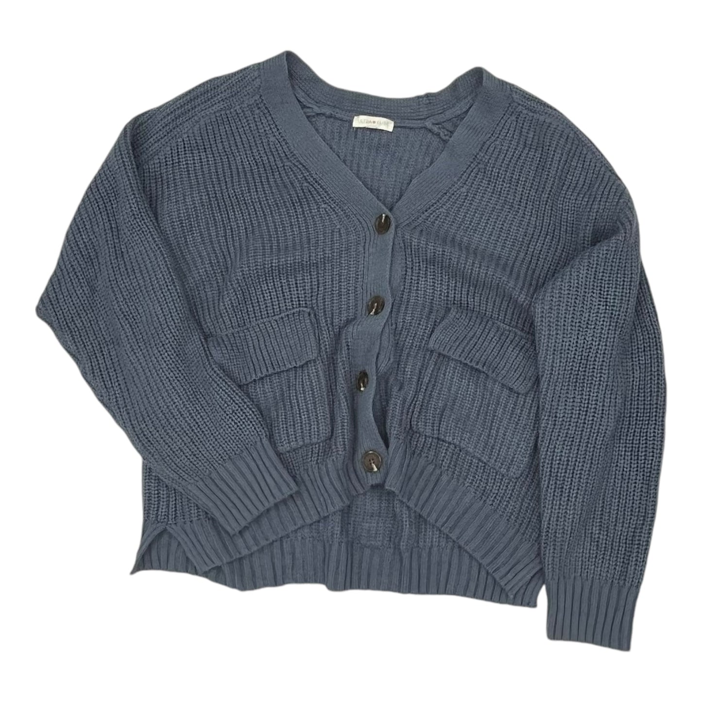 Sweater Cardigan By Ultra Flirt In Blue, Size:1X