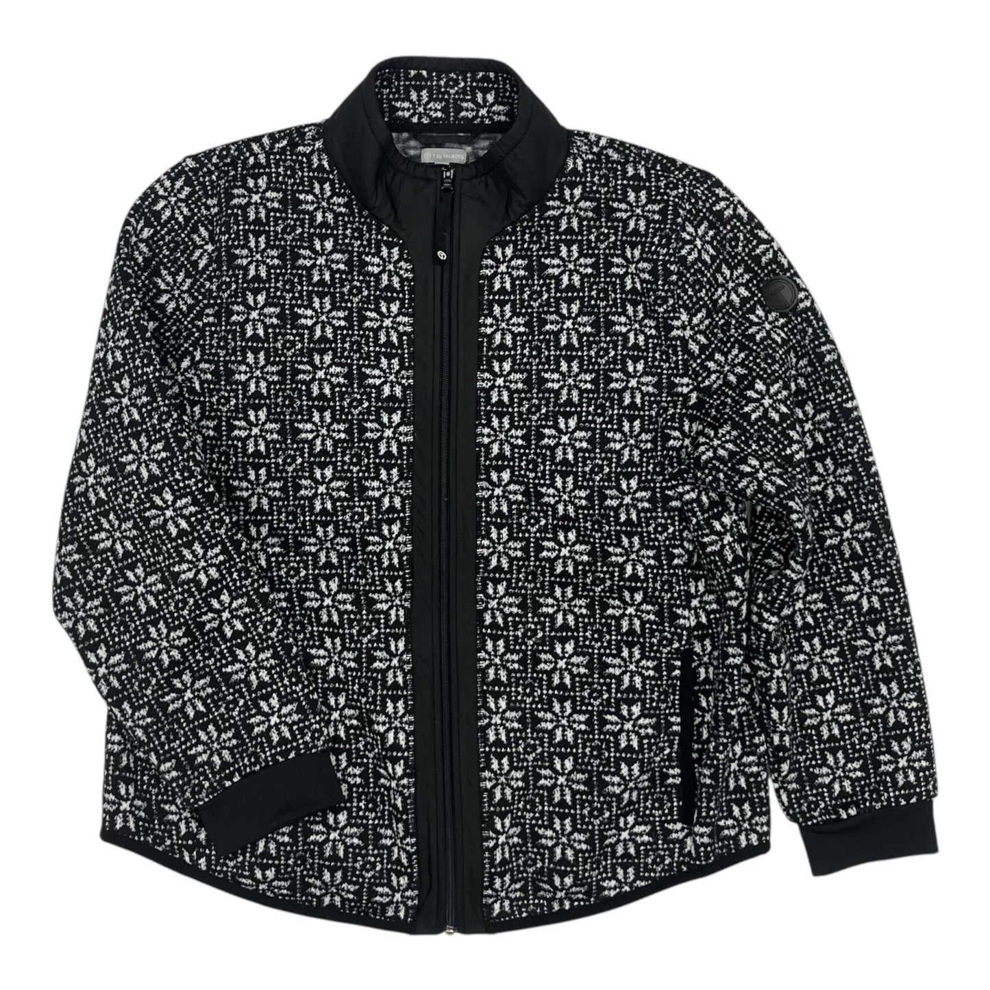 Jacket Faux Fur & Sherpa By Talbots In Black & Cream, Size:Xl