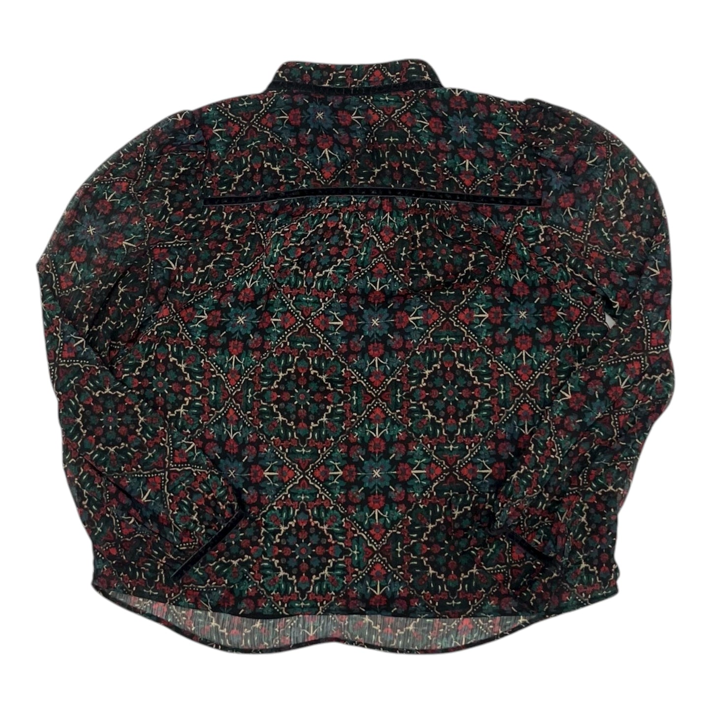 Blouse Ls By Loft In Black & Red, Size:S