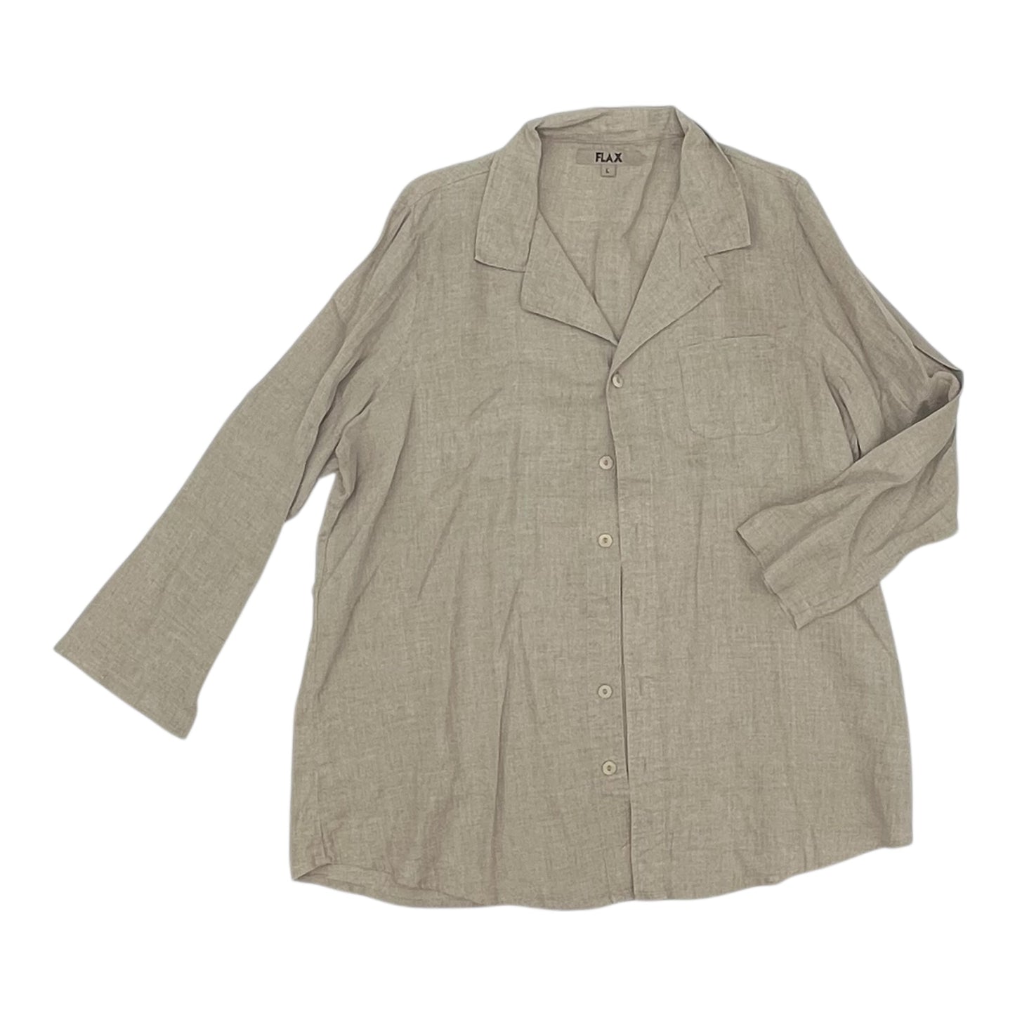 Blouse Ls By Flax In Tan, Size:L