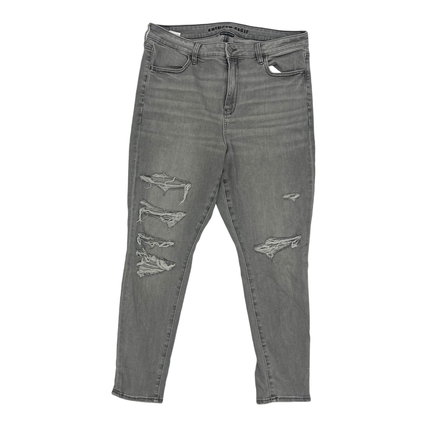 Jeans Skinny By American Eagle In Grey Denim, Size:14