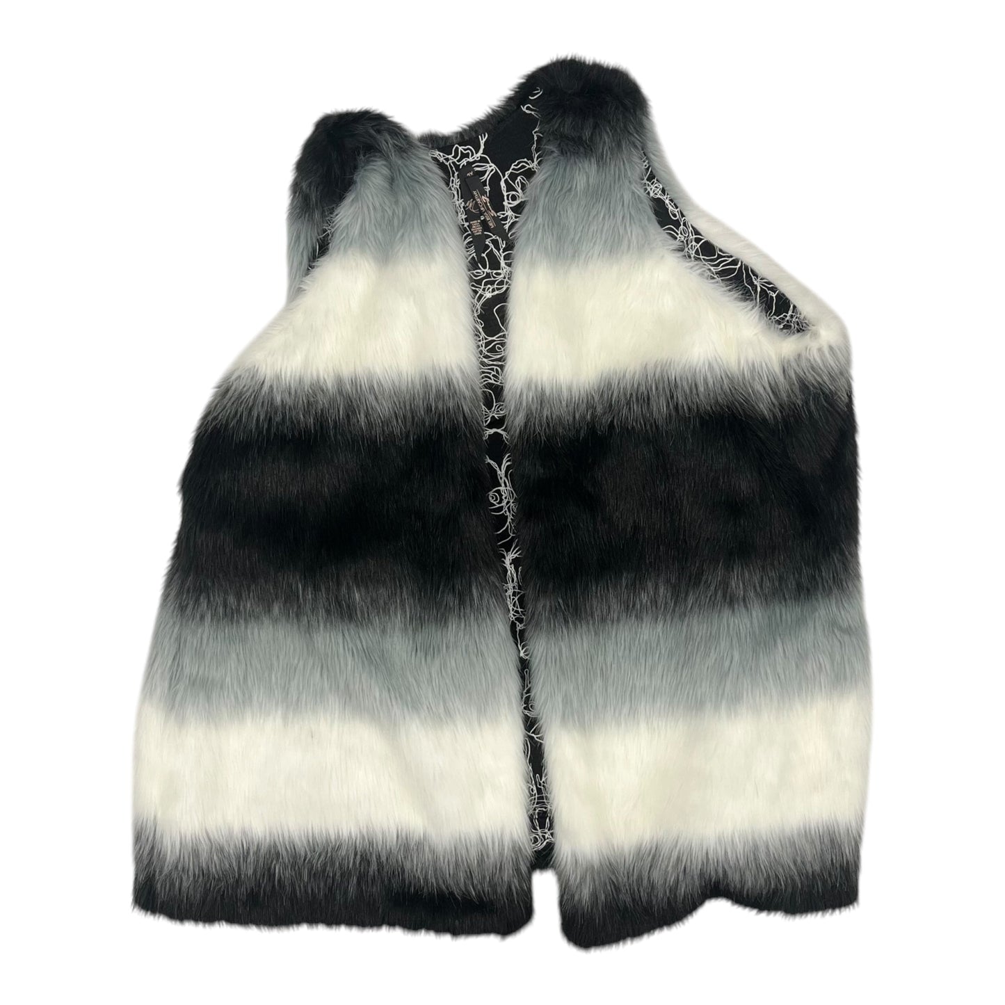 Vest Faux Fur & Sherpa By Seven 7 In Black & White, Size:3X