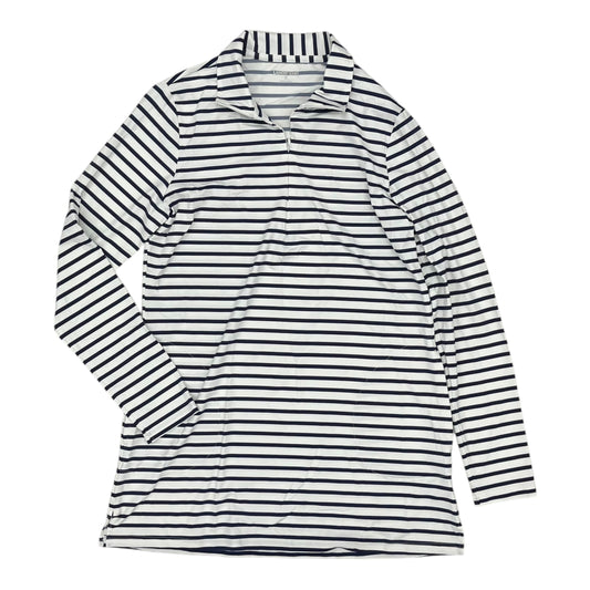 Athletic Top Ls Collar By Lands End In Blue & White, Size:S