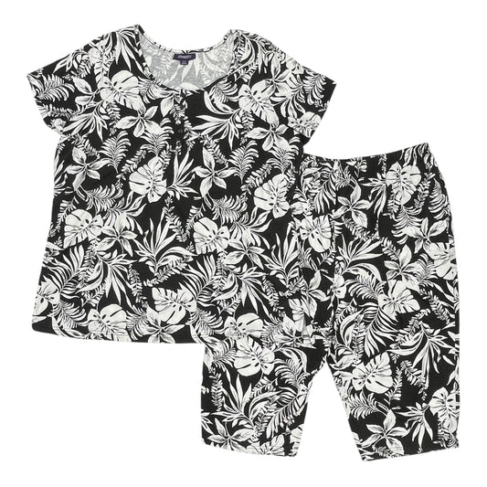 Lounge Set Pants By Roamans In Black & White, Size:2X