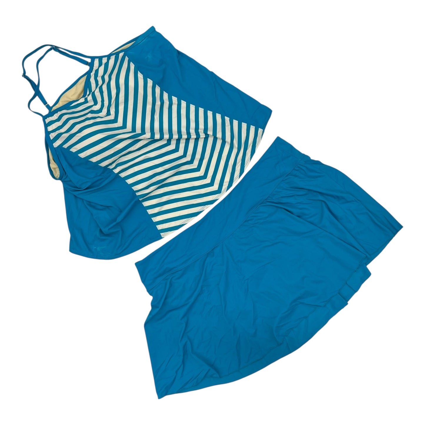 Swimsuit 2Pc By Clothes Mentor In Blue & White, Size:4X