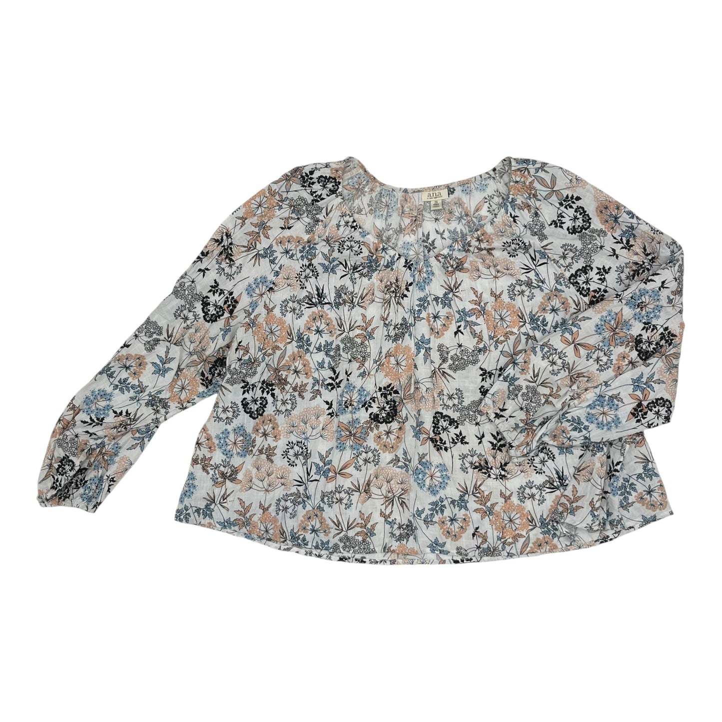 Blouse Ls By Ana In Floral Print, Size:2X