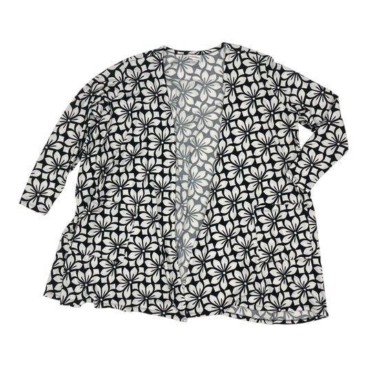 Sweater Cardigan By Lularoe In Black & White, Size:2X