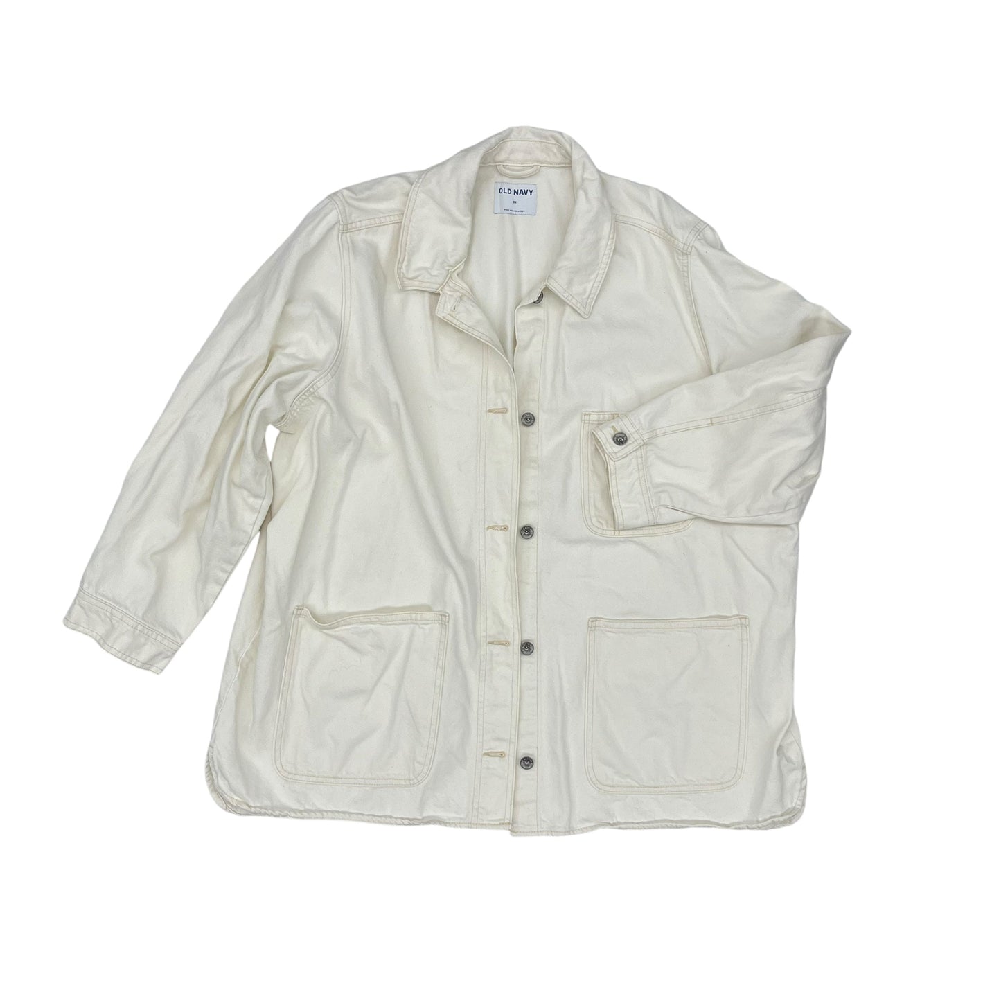 Jacket Denim By Old Navy In White Denim, Size:3X