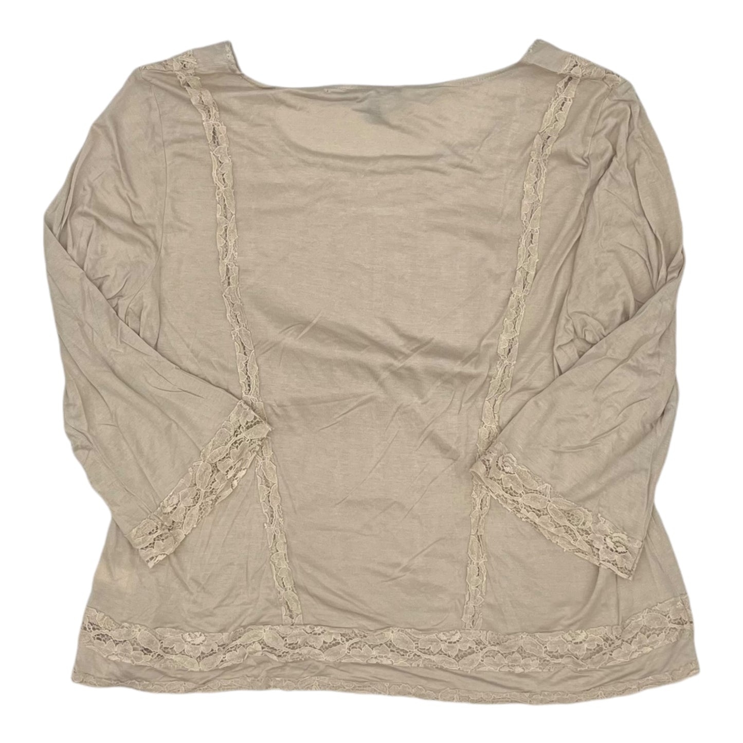 Top 3/4 Sleeve By Cable And Gauge In Tan, Size:Xl