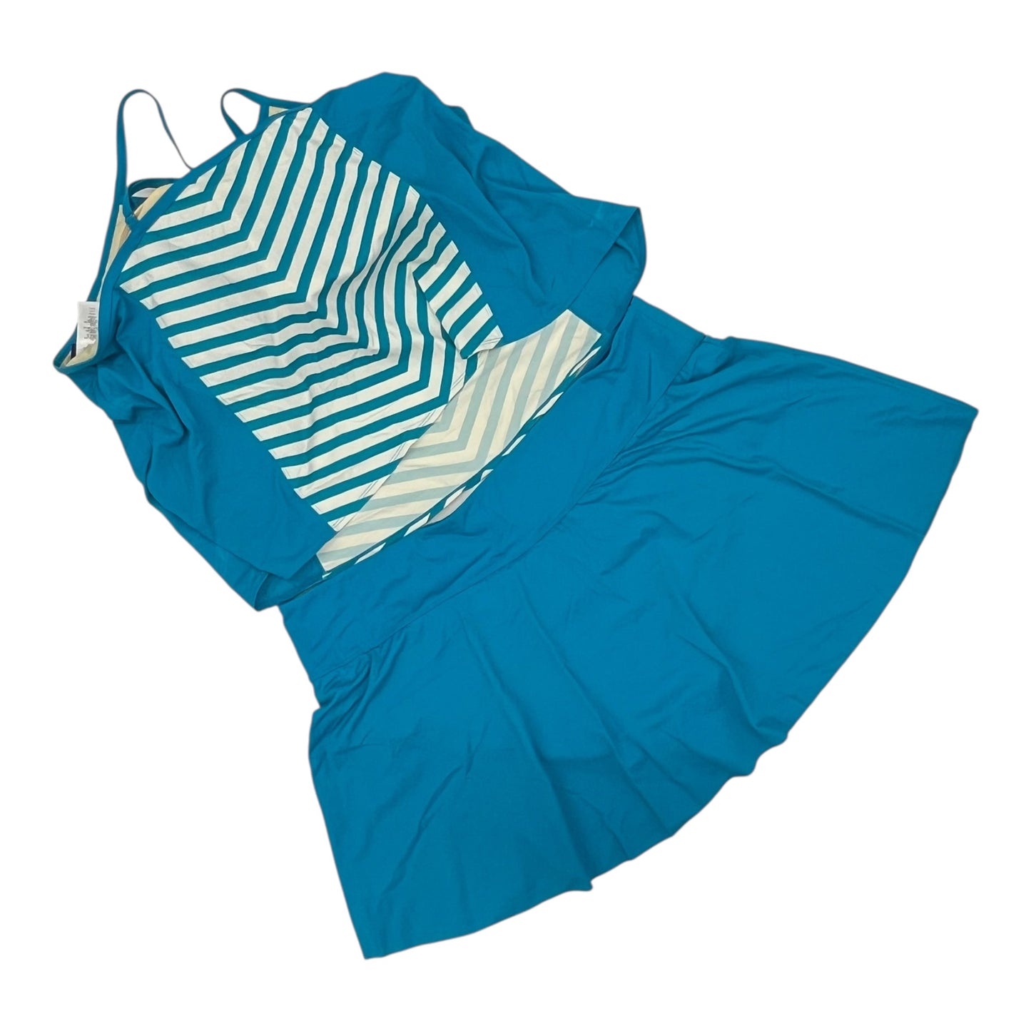 Swimsuit 2Pc By Clothes Mentor In Blue & White, Size:4X