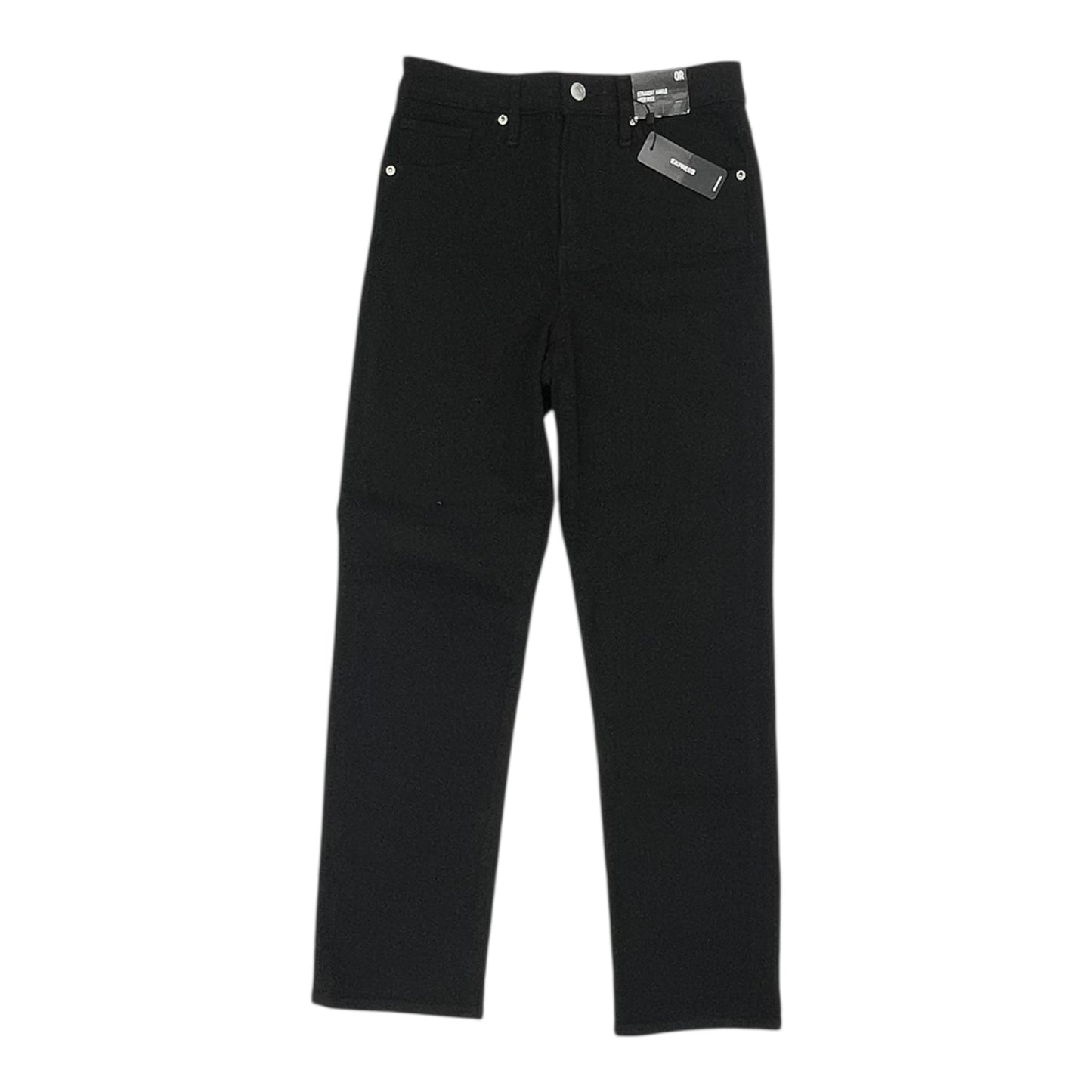 Jeans Straight By Express In Black Denim, Size:0